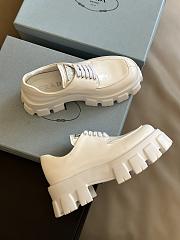 Prada Monolith Lace Up White Loafers - 5