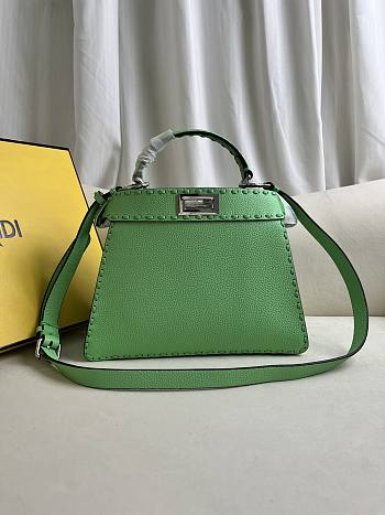 Fendi Peekaboo ISeeU Small Green Leather Bag 27x21x11cm