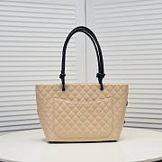 Chanel Cambon Tote Bag Leather Beige 41x23x14cm - 4