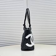 Chanel Cambon Tote Bag Leather Black 41x23x14cm - 5