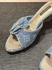 Louis Vuitton LV Denim Blue Monogram Mule Sandals 6cm - 5