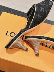 Louis Vuitton LV Denim Black Monogram Mule Sandals 6cm - 5