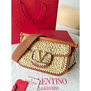 Valentino Garavani Alltime Raffia Shoulder Bag 23.5x16x8cm - 2