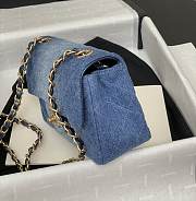 Chanel Small Flap Bag Denim Blue Gold 20cm - 3