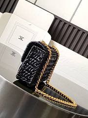 Celine Chain Shoulder Bag Raffia Black 20.5x10.5x4cm - 6