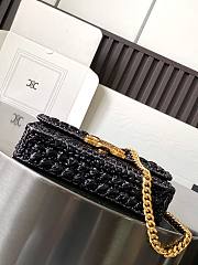 Celine Chain Shoulder Bag Raffia Black 20.5x10.5x4cm - 4