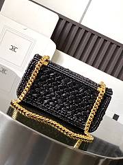 Celine Chain Shoulder Bag Raffia Black 20.5x10.5x4cm - 3