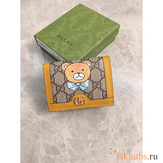 Gucci Teddy Bear Wallet Yellow 11x8x2.5cm - 1