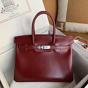 Hermes Birkin 30 Red Box Leather Silver 30cm - 1