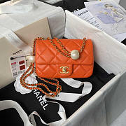 Chanel 24s Mini Flap Bag Orange Lambskin 17x11.5x5cm - 1