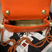 Chanel 24s Mini Flap Bag Orange Lambskin 17x11.5x5cm - 6