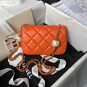 Chanel 24s Mini Flap Bag Orange Lambskin 17x11.5x5cm - 3