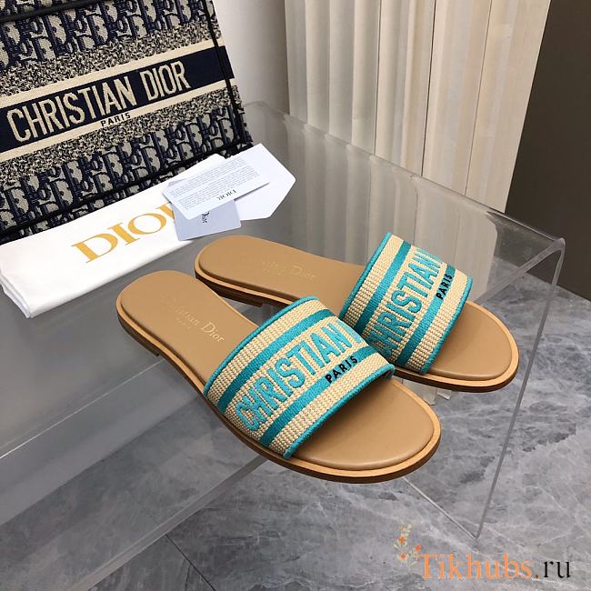 Dior Dioriviera Dway Slide Natural Raffia Aquamarina - 1