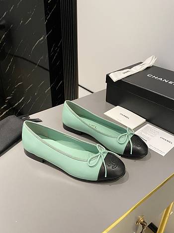 Chanel Ballerina Black Green Flat