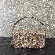 Valentino Garavani Locò Small Sequinned Shoulder Bag Pink 19x10.5x5cm - 1