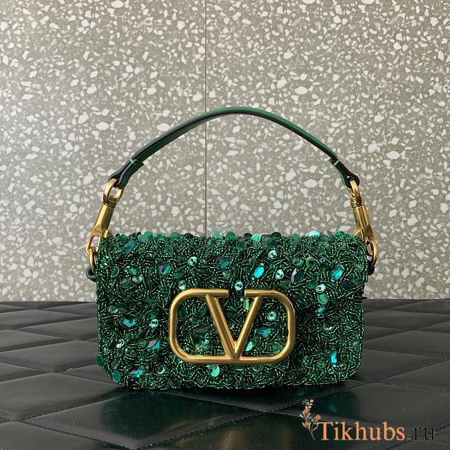 Valentino Garavani Loco Shoulder Bag Green 19x10.5x5cm - 1