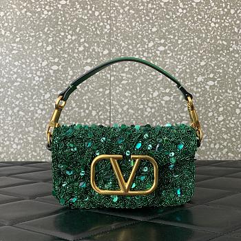 Valentino Garavani Loco Shoulder Bag Green 19x10.5x5cm