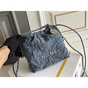 Chanel 22 small Handbag Denim Silver Blue 20x19x6cm - 4