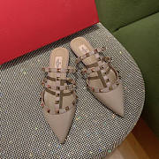 Valentino Rockstud Mules Beige Patent - 1