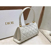 Dior Caro Cannage Frame Bag White Leather 26x9x11.5cm - 3