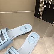 Fendi Baguette Leather Slides Blue - 5