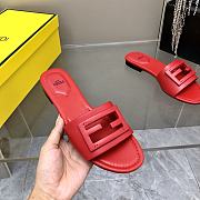 Fendi Baguette Leather Slides Red - 5