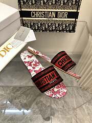 Dior Dway Slide White Red Le Cœur des Papillons Motif - 4