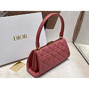 Dior Caro Cannage Frame Bag Pink Leather 26x9x11.5cm - 4