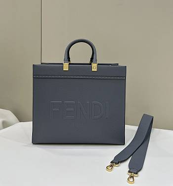 Fendi Medium Sunshine Leather Tote Bag Grey 35x17x31cm