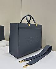 Fendi Medium Sunshine Leather Tote Bag Grey 35x17x31cm - 4