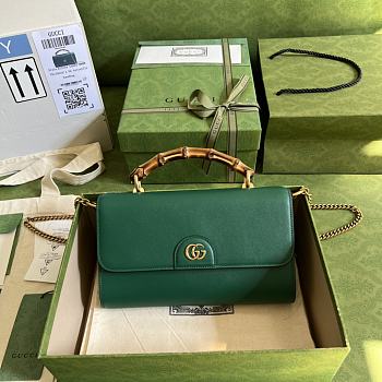 Gucci Small Diana Green Shoulder Bag Bamboo 26cm