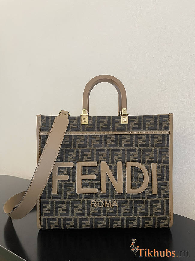 Fendi Medium Sunshine FF Jacquard Handle Bag 35x31x17cm - 1