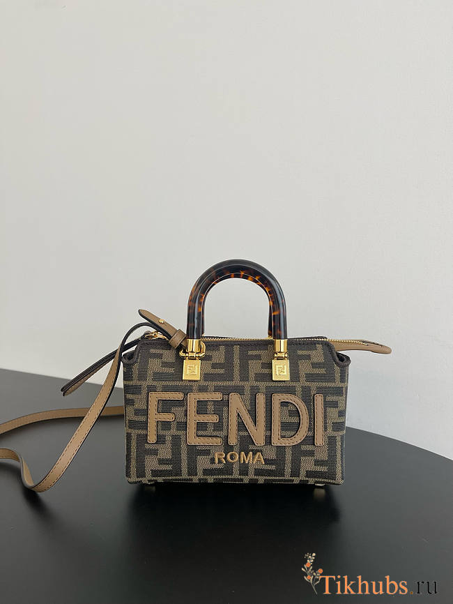 Fendi By The Way Mini Boston Bag FF Jacquard 17x18x8cm - 1