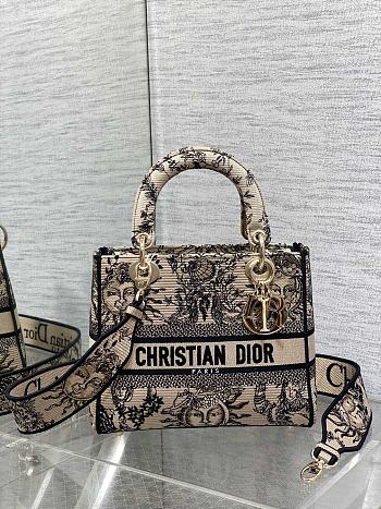 Dior Medium Lady D-Lite Bag Beige Black Soleil 24 x 20 x 11 cm