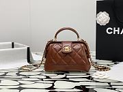 Chanel Bag Handle Lambskin Brown Gold 18x12x7cm - 1