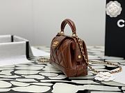 Chanel Bag Handle Lambskin Brown Gold 18x12x7cm - 6