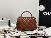 Chanel Bag Handle Lambskin Brown Gold 18x12x7cm - 5