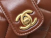 Chanel Bag Handle Lambskin Brown Gold 18x12x7cm - 3