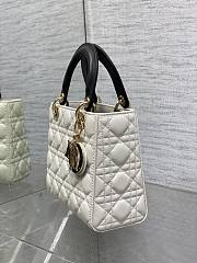 Dior Small Lady Bag White Black 20cm - 5