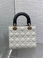 Dior Small Lady Bag White Black 20cm - 3