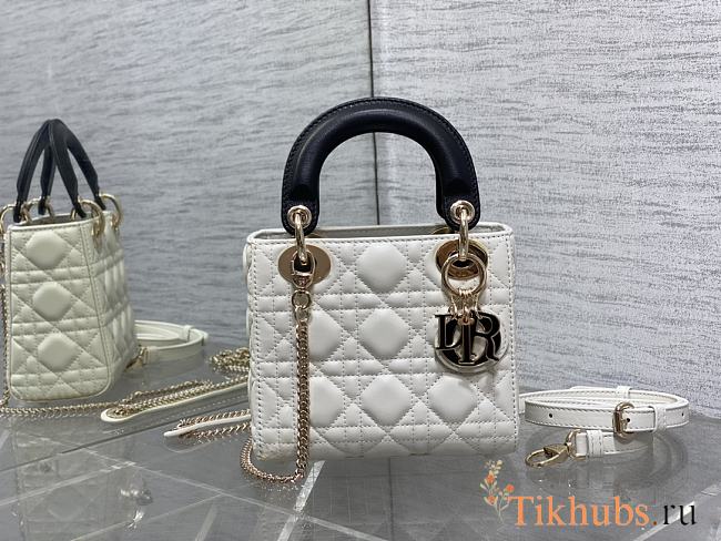 Dior Mini Lady Bag White Black 17cm - 1