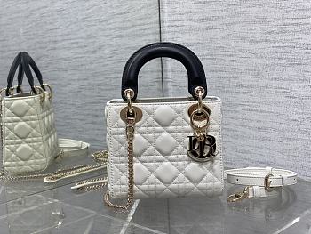 Dior Mini Lady Bag White Black 17cm