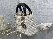 Dior Mini Lady Bag White Black 17cm - 4