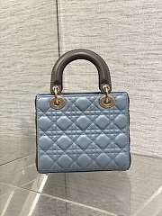 Dior Small Lady Bag Two-Tone Sky Blue Steel Gray 20cm - 3