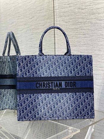 Dior Large Book Tote Blue Denim Oblique Jacquard 42x35x18.5cm