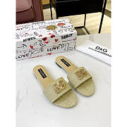 Dolce & Gabbana Bianca Raffia Sliders Beige - 1