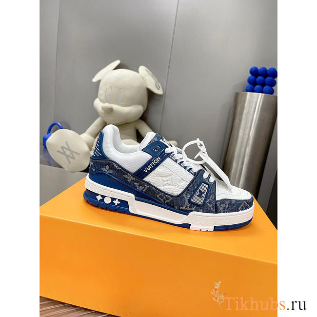 Louis Vuitton Monogram LV Trainer Sneaker Denim Blue - 1