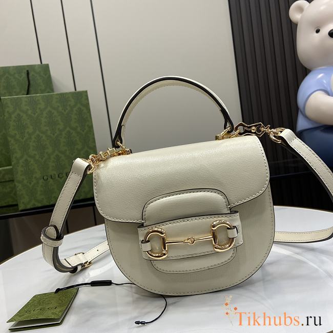 Gucci Horsebit 1955 Mini Top Handle Bag White 18x15x6.5cm - 1