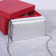 Valentino Garavani Small Leather Chain Wallet Silver 20x10.5x4cm - 4