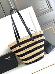 Celine Triomphe Panier Bag Black Natural 30x22x14cm - 6